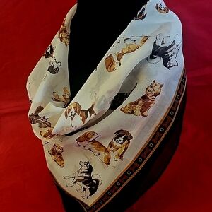 Cute Dog Print Square Soft Scarf 21x21 In